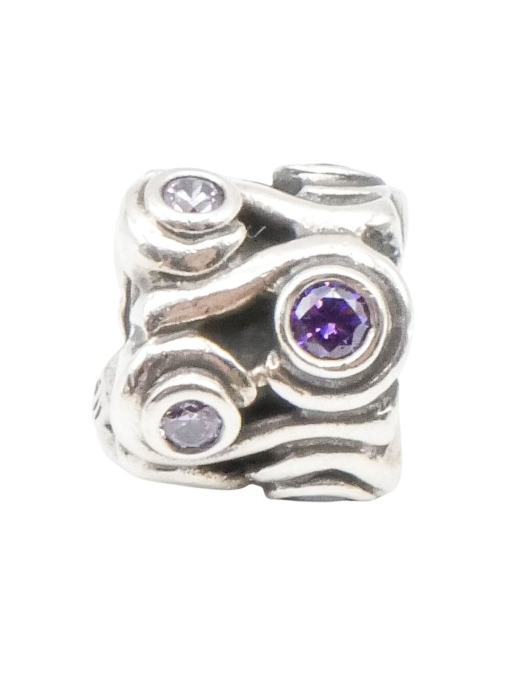 Pandora Ocean Wave Sterling Silver Charm With Amethyst Zirconia
